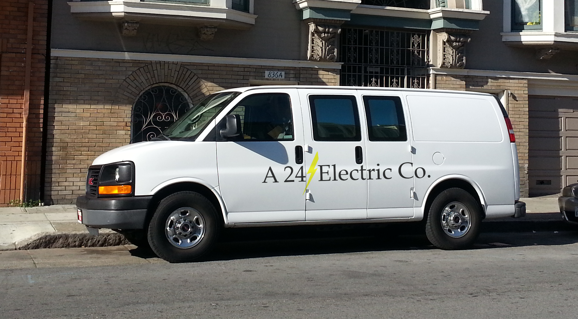 A work van used by an electrician in San Francisco, CA